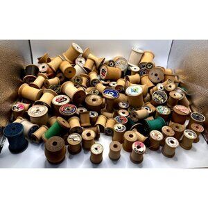 Lot of 213 VTG Empty Wooden Sewing Thread Spools Various Brands/Sizes SEE PICS